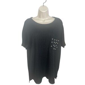 LANE BRYANT Women's Size 14/16 Knit Top with Pearl Studded Pocket READ DESCRIPTI